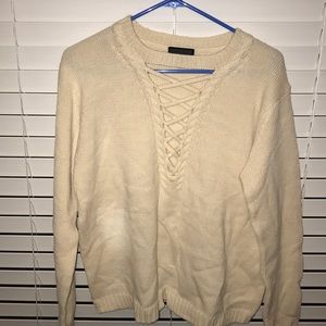 Cream Low VNeck Sweater